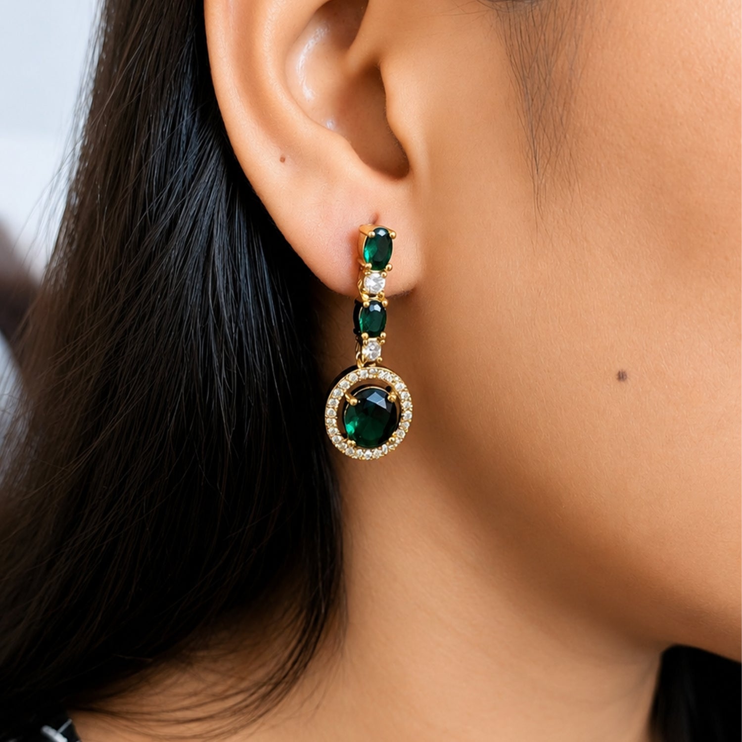 Sway CZ Stone Halo Drop Earrings for Girls & Women's