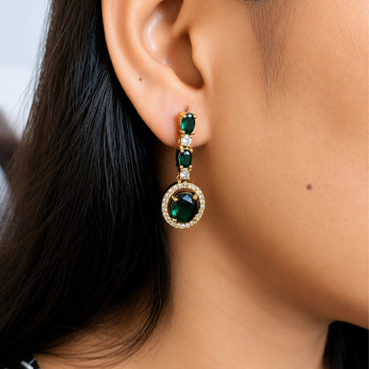 Sway CZ Stone Halo Drop Earrings for Girls & Women's