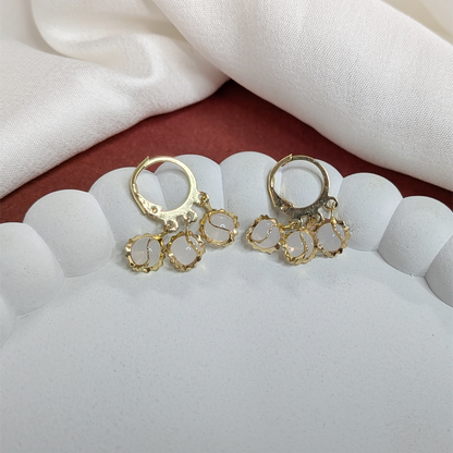 Pearl Drop Danglers Opal Stone Ball Earrings For Girls & Women