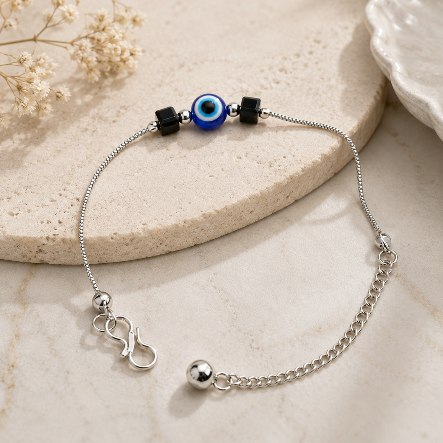 Central Blue Evil Eye Stones Bracelet for Girls & Women's