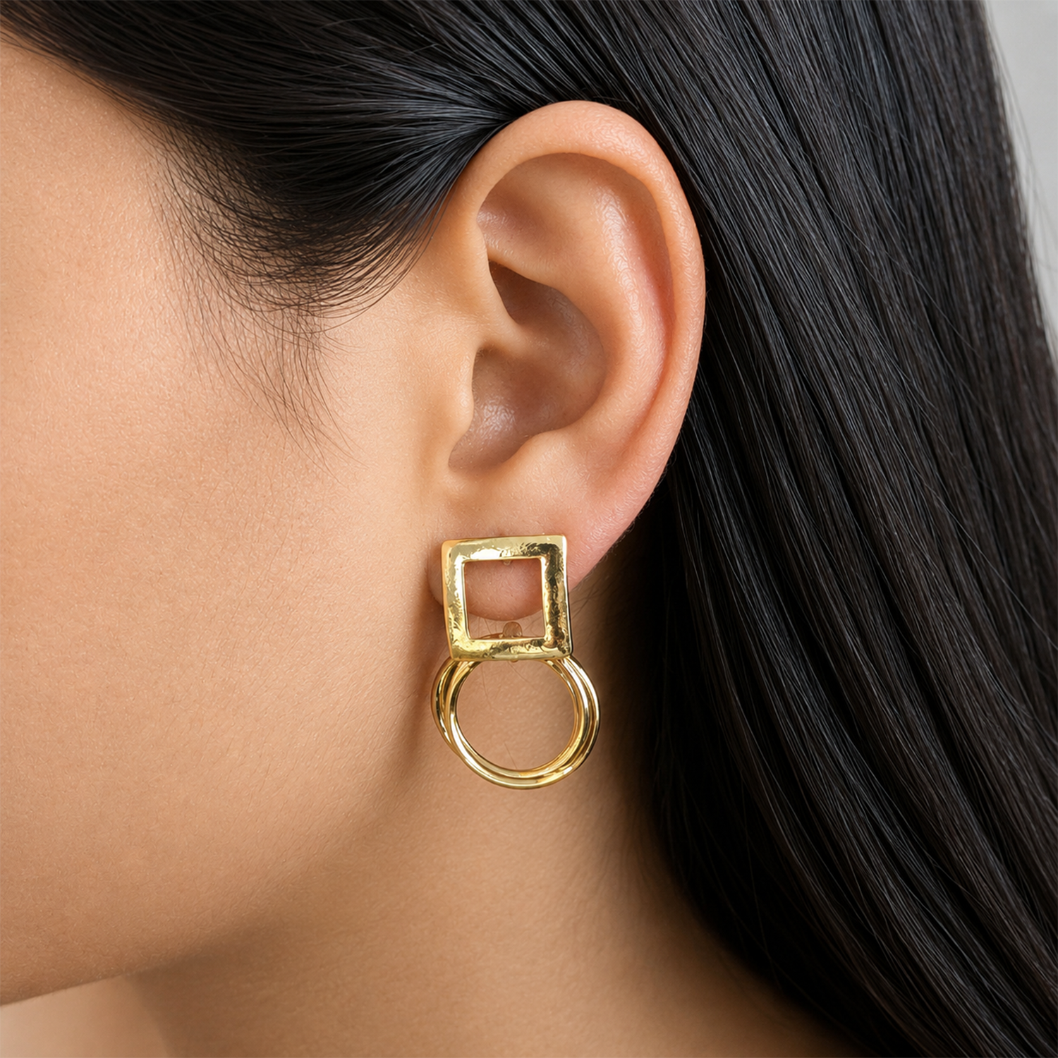Geometric Square Hoop Earrings for Women & Girls