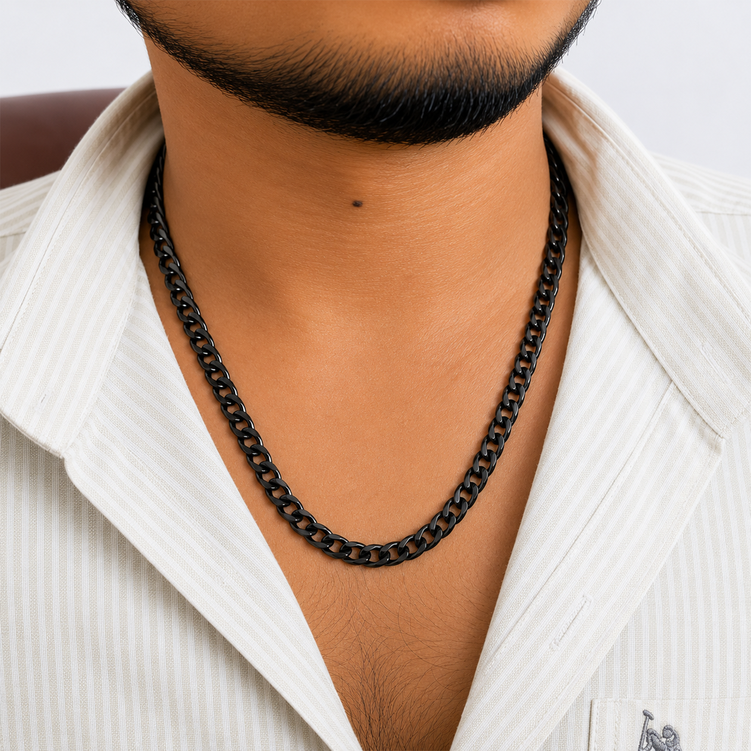 Black Cuban Interlink Stainless Steel Chain for Men & Women