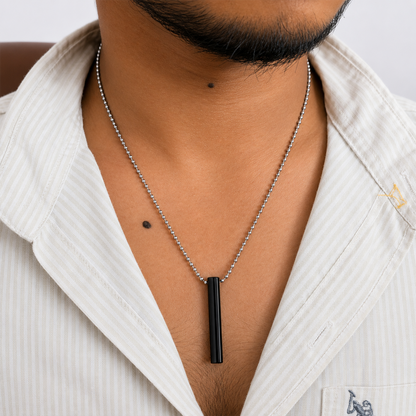 Stylish Sleek Vertical Bar Alloy Pendant With Chain For Men & Boys