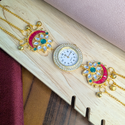 Floral Design Round Dial Kashimiri Watch for Women & Girls