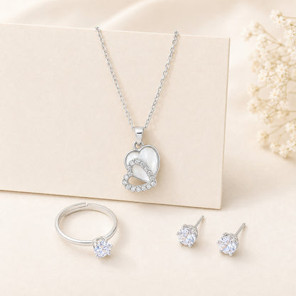 Elegant Heart Pendant Jewellery Set for Women & Girls