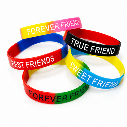 Colorful Mixed Print Friendship Day Silicone Bands