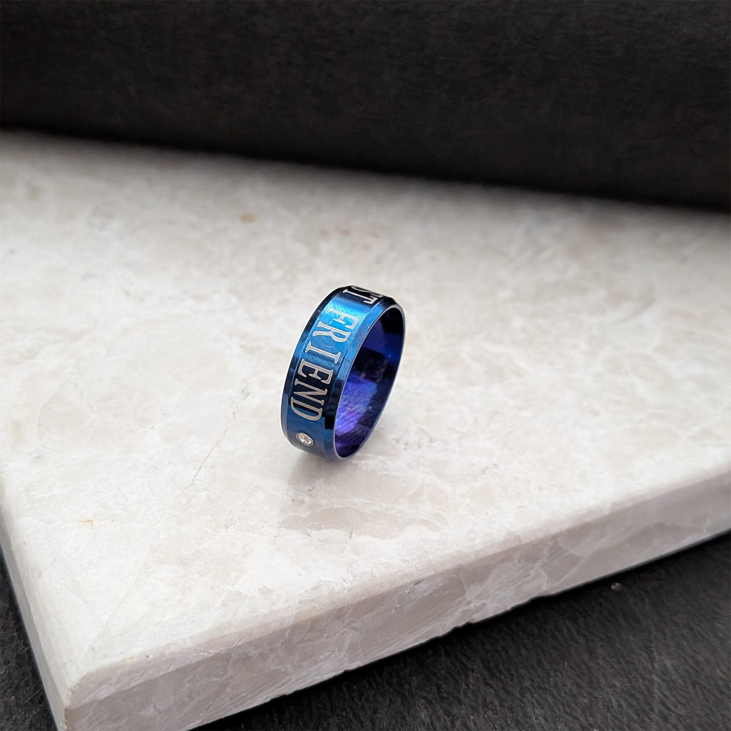 Classic Friend inscribed Band Ring With AD Stone for Men & Women