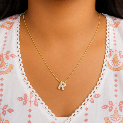 Chunky CZ Stone Alphabet Pendant for Girl & Women's