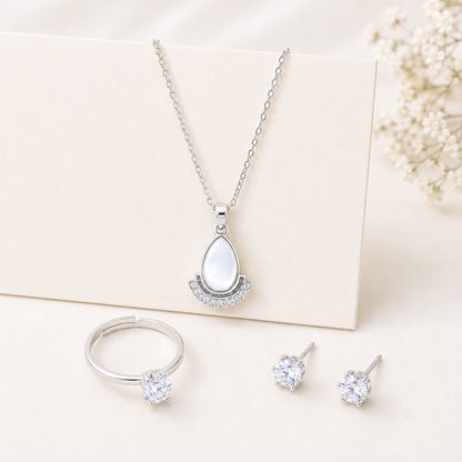 Elegant Silver-Tone Jewelry Set for Women and Girls