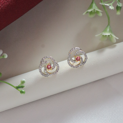 Spiral Bloom Pendant Set with American Diamonds