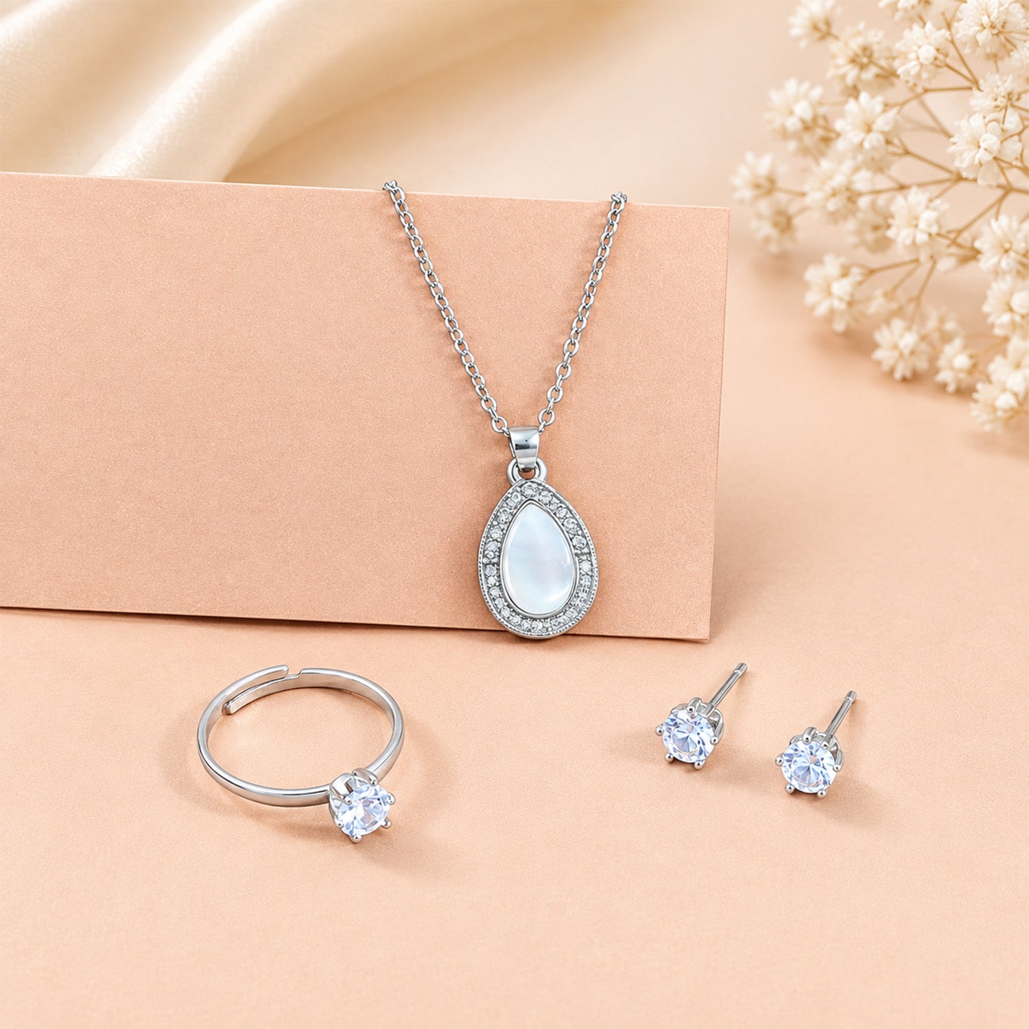 Teardrop Pendant Jewelry Gift Set for Women & Girls
