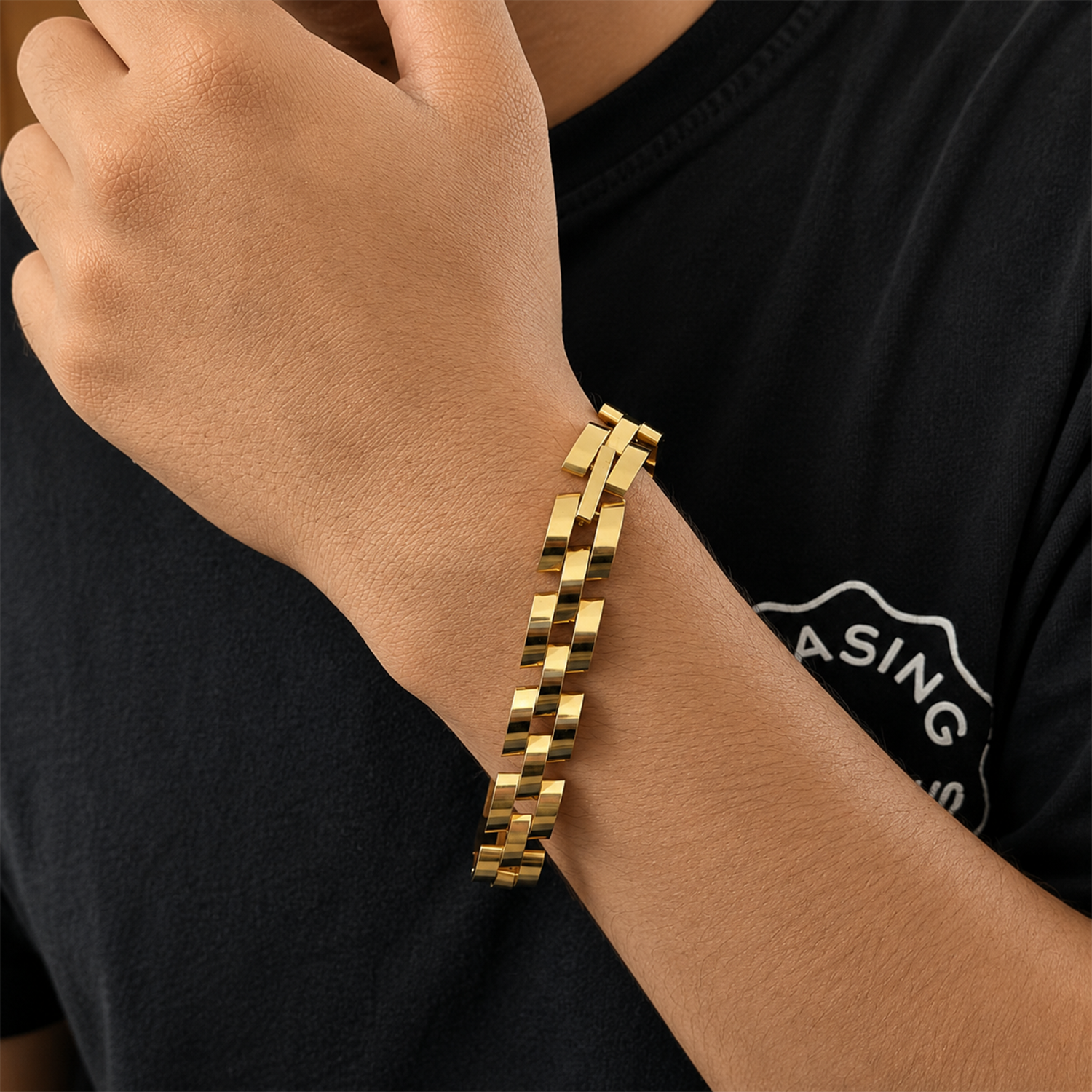 Vintage Silver Stainless Steel Chain Bracelet With Clasp For Men