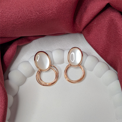 White Oval Hoop Statement Earrings for Girls & Women