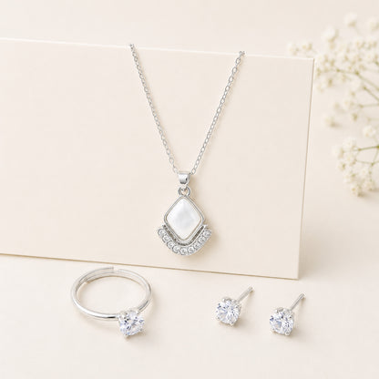 Elegant Square Pendant Jewellery Set for Women & Girls
