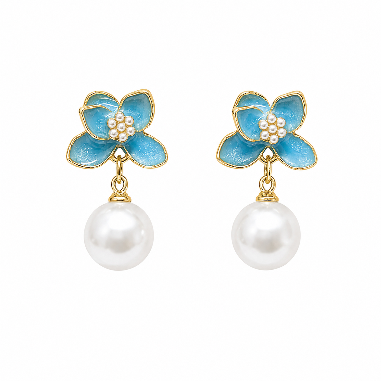 Stylish Vibrant Enamel Petals Pearl Drop Earrings For Girls & Women