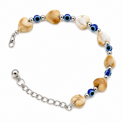 Heart & Blue Evil Eye Stone Bracelet for Girls & Women's