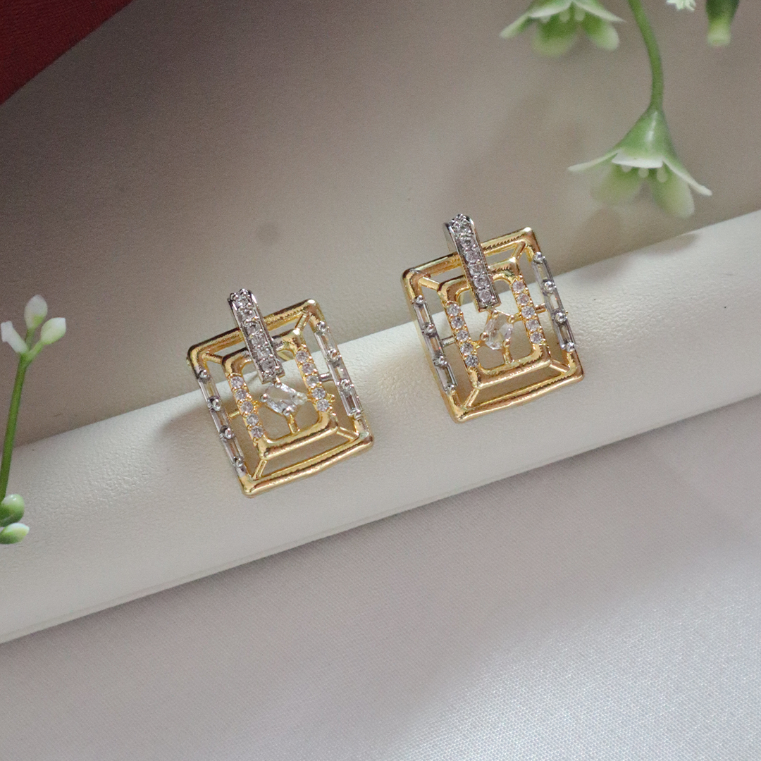 Geometric Grace American Diamond Pendant Set