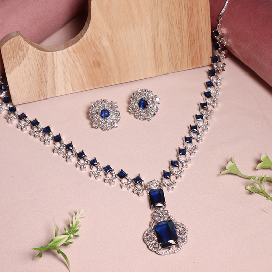 Nita Ambani Inspired American Diamond Necklace With Stud Earrings
