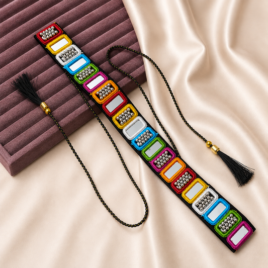 Multi Colour Mirror Waist Belt for Girls and Women