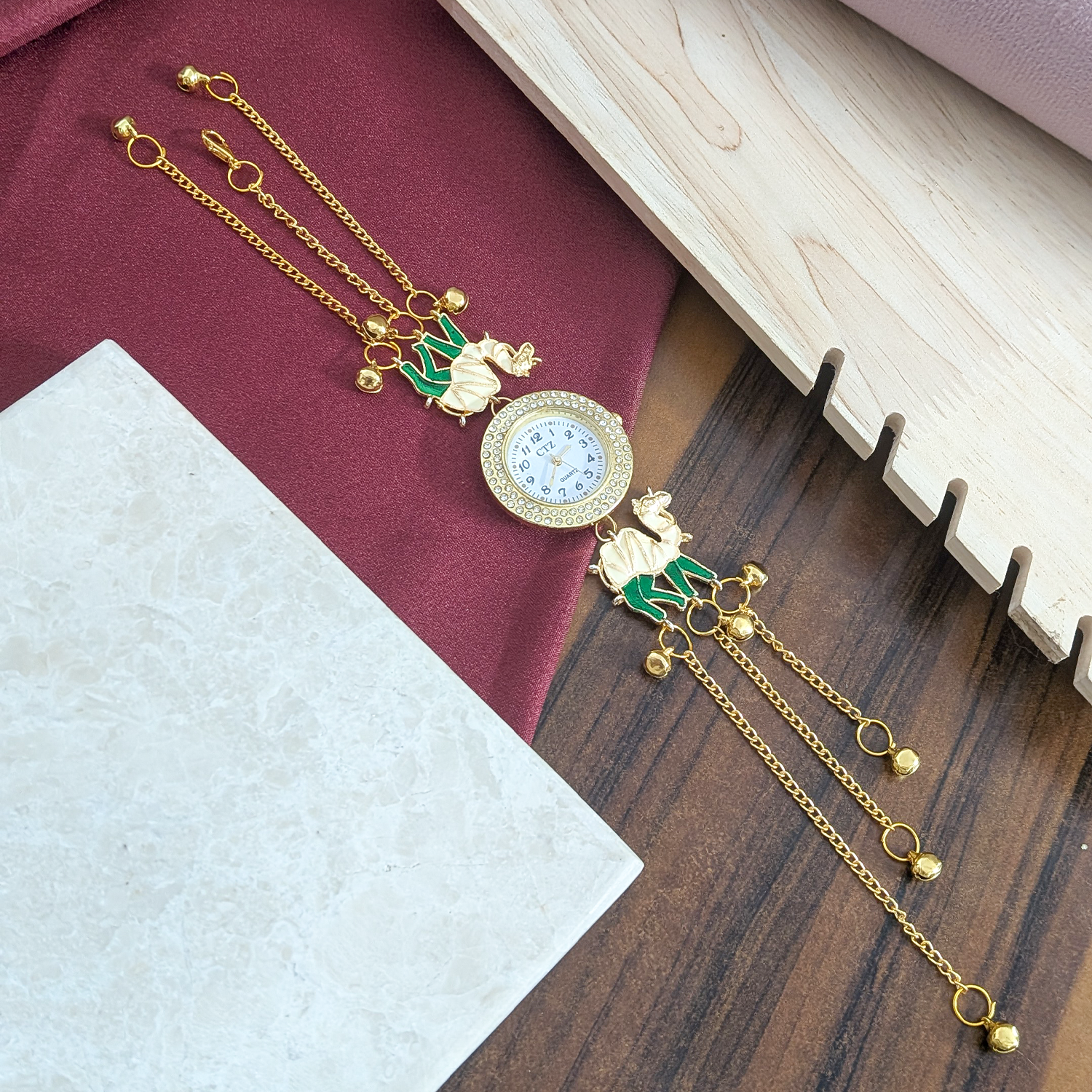 Camel Design Enamel Floral Kashimiri Watch for Women & Girls