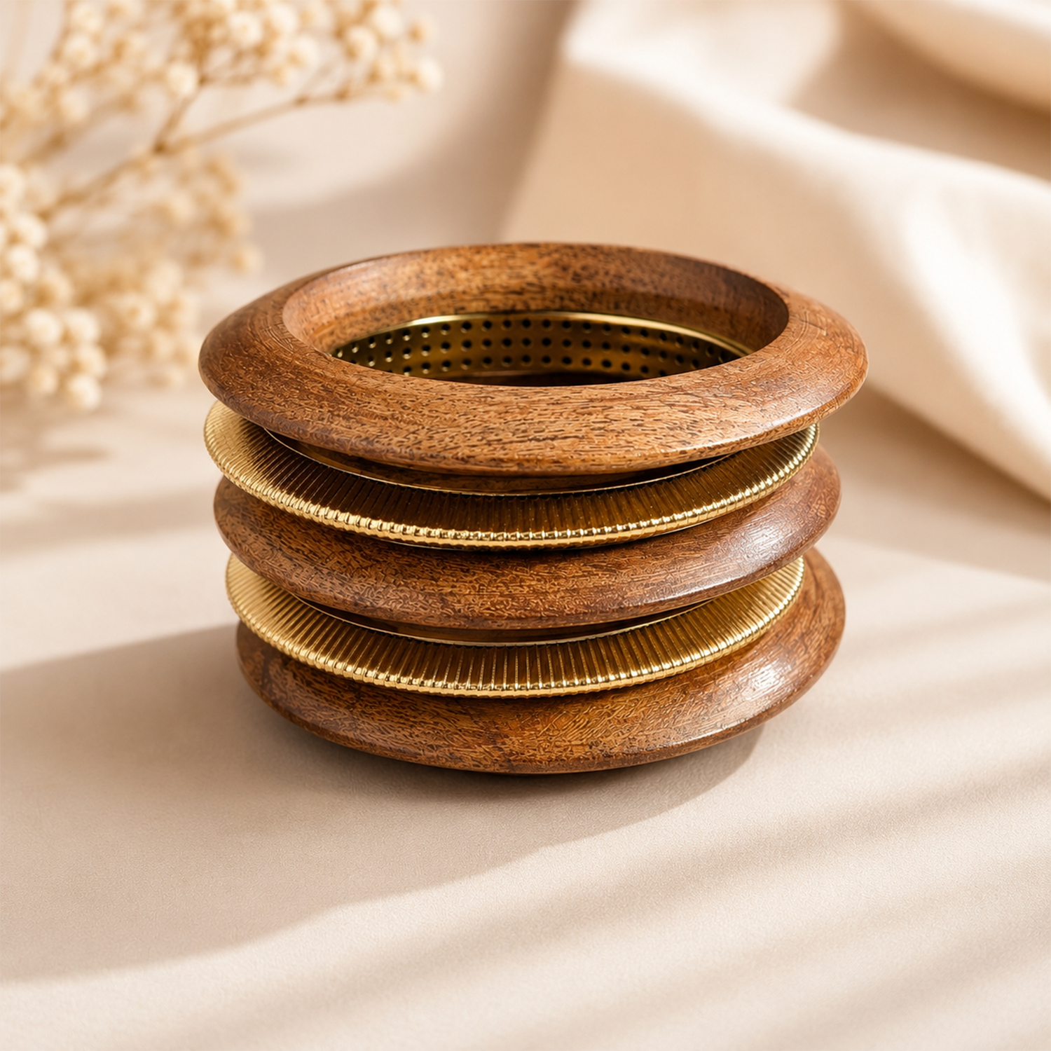 Fusion Brown & Gold-Toned Ethnic Bangle Set for Girls & Women's