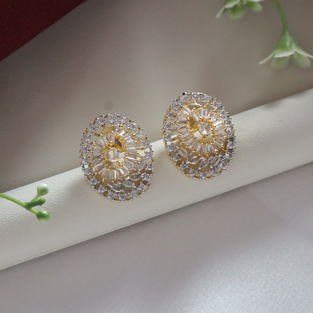 Spiral American Diamond Necklace and Earring Set