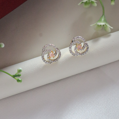 Spiral Bloom Pendant Set with American Diamonds