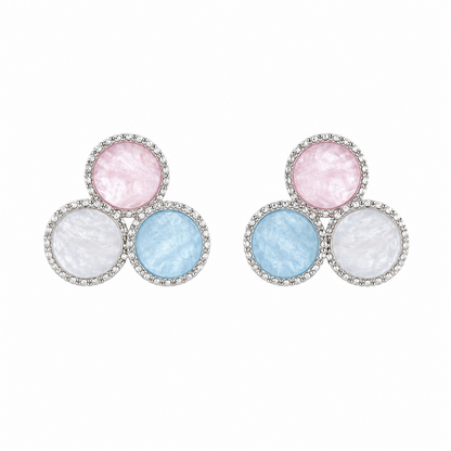 Tricolor Triple Circle Stud Earrings For Girls & Women