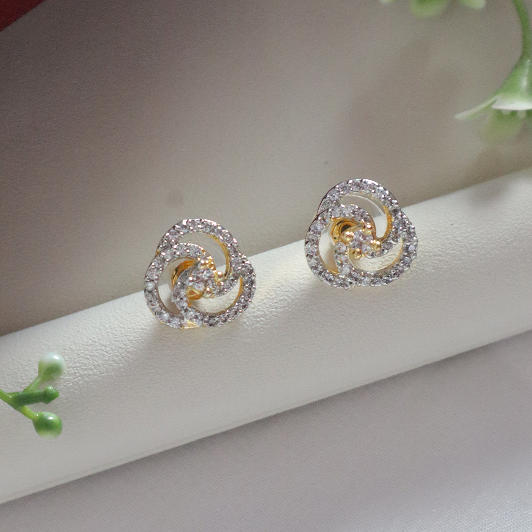 Spiral Bloom Pendant Set with American Diamonds