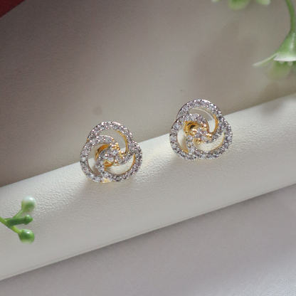 Spiral Bloom Pendant Set with American Diamonds