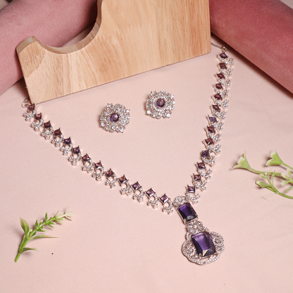 Nita Ambani Inspired American Diamond Necklace With Stud Earrings