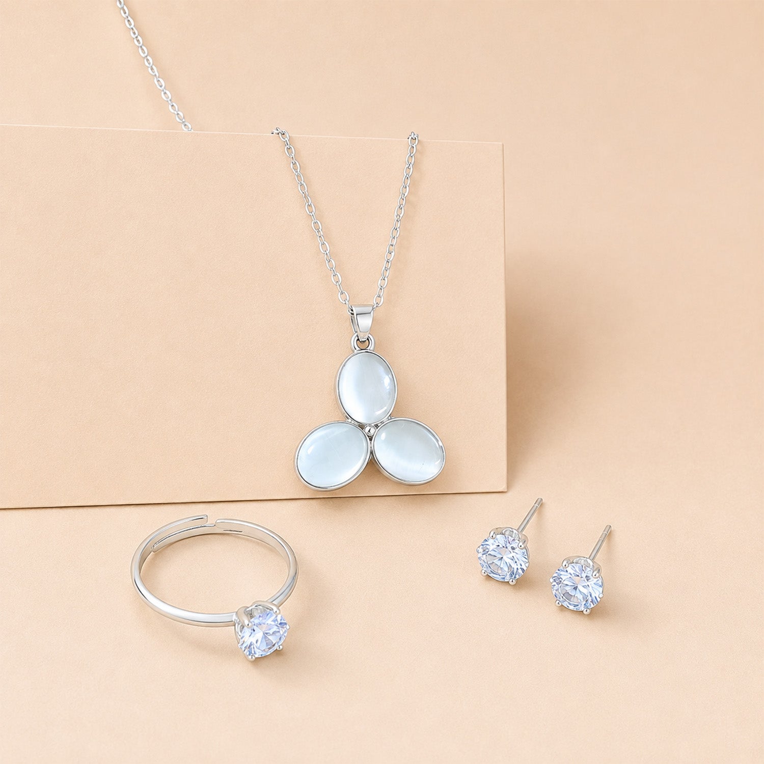 Sparkling Crystal-Style Jewelry Gift Set with Red Gift Box for Women