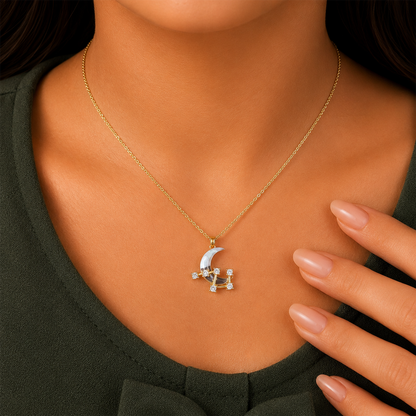 CZ Stone Inlay Design Crescent Moon Pendant for Girls & Women's