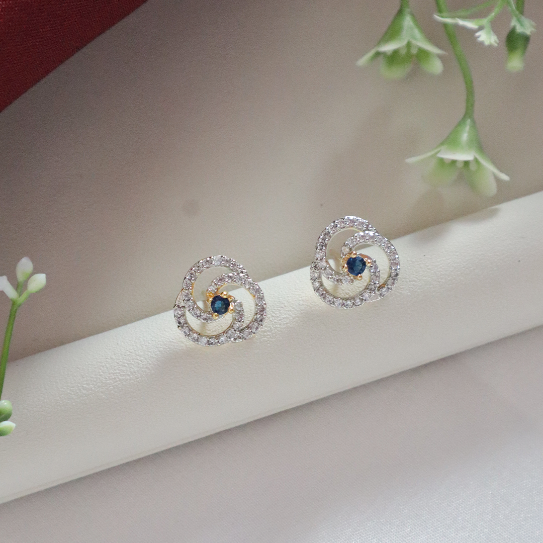 Spiral Bloom Pendant Set with American Diamonds