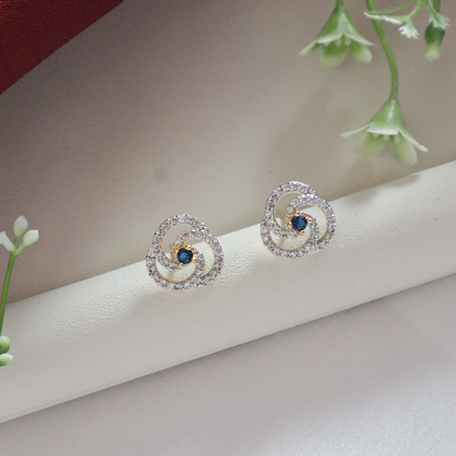 Spiral Bloom Pendant Set with American Diamonds