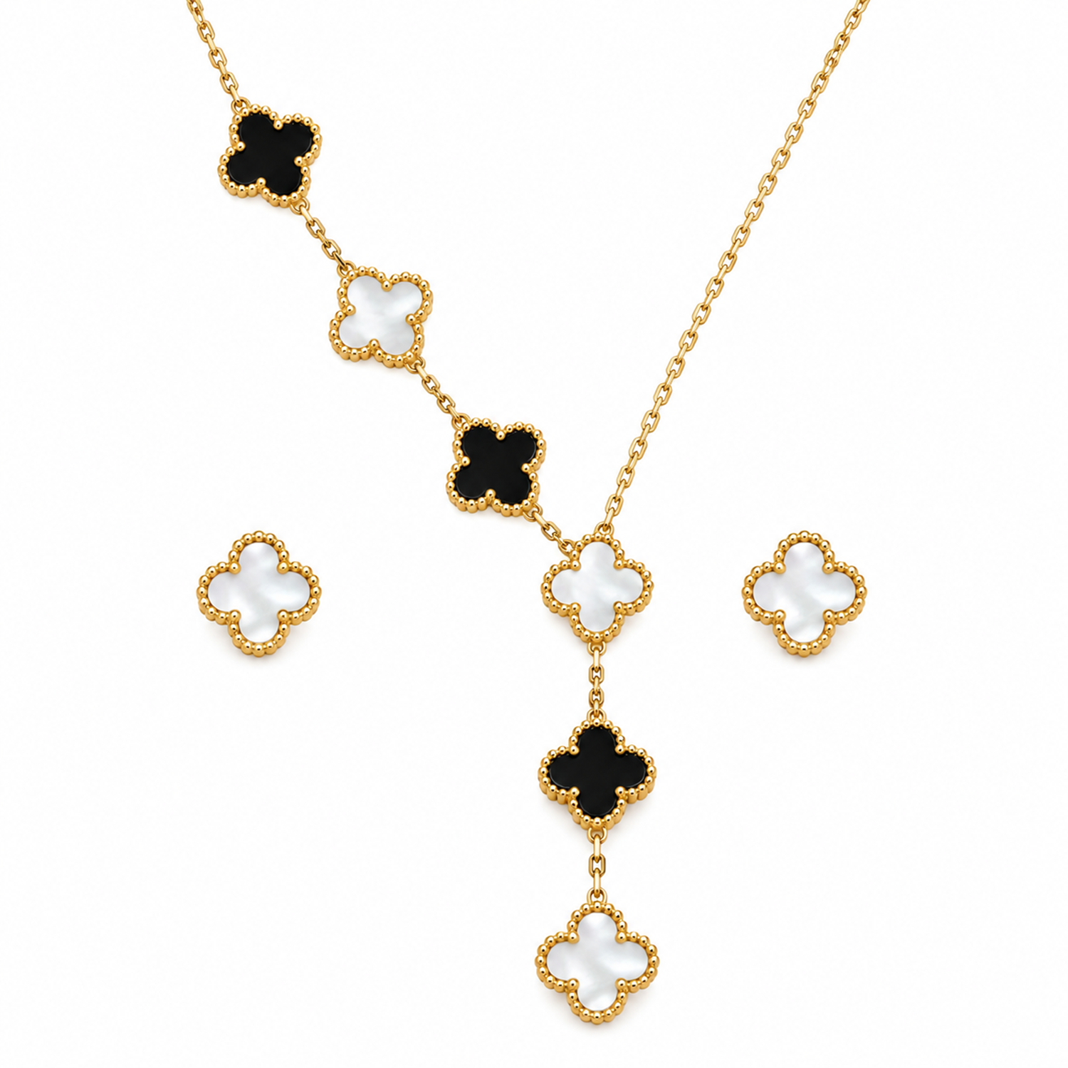 Gold Tone 6 Clover Pendant Set for Girls & Women's