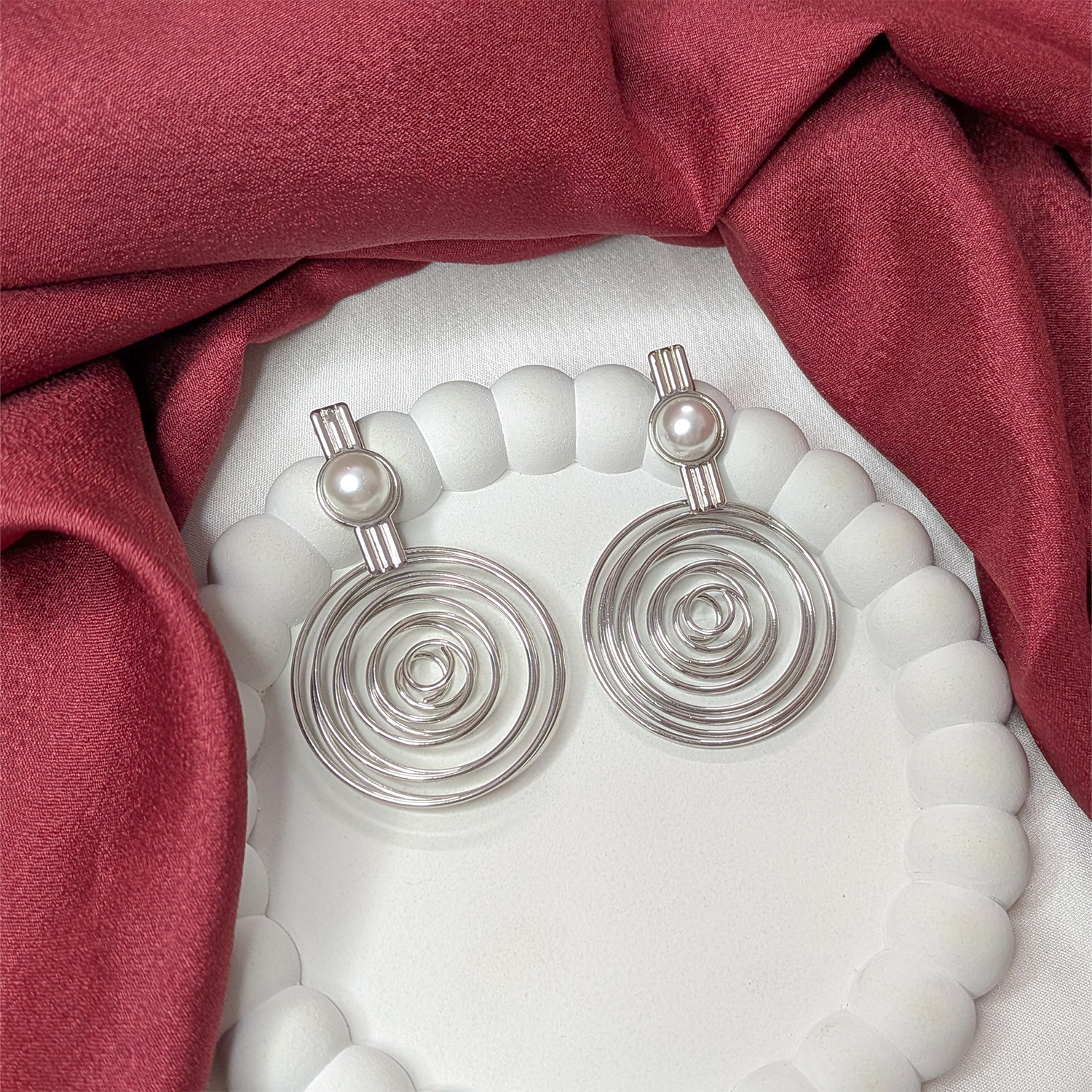 Spiral Pearl Stud Earrings for Women & Girls