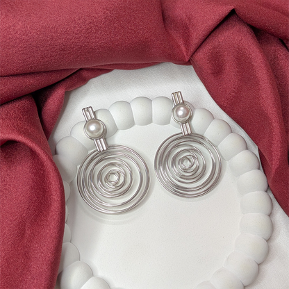 Spiral Pearl Stud Earrings for Women & Girls