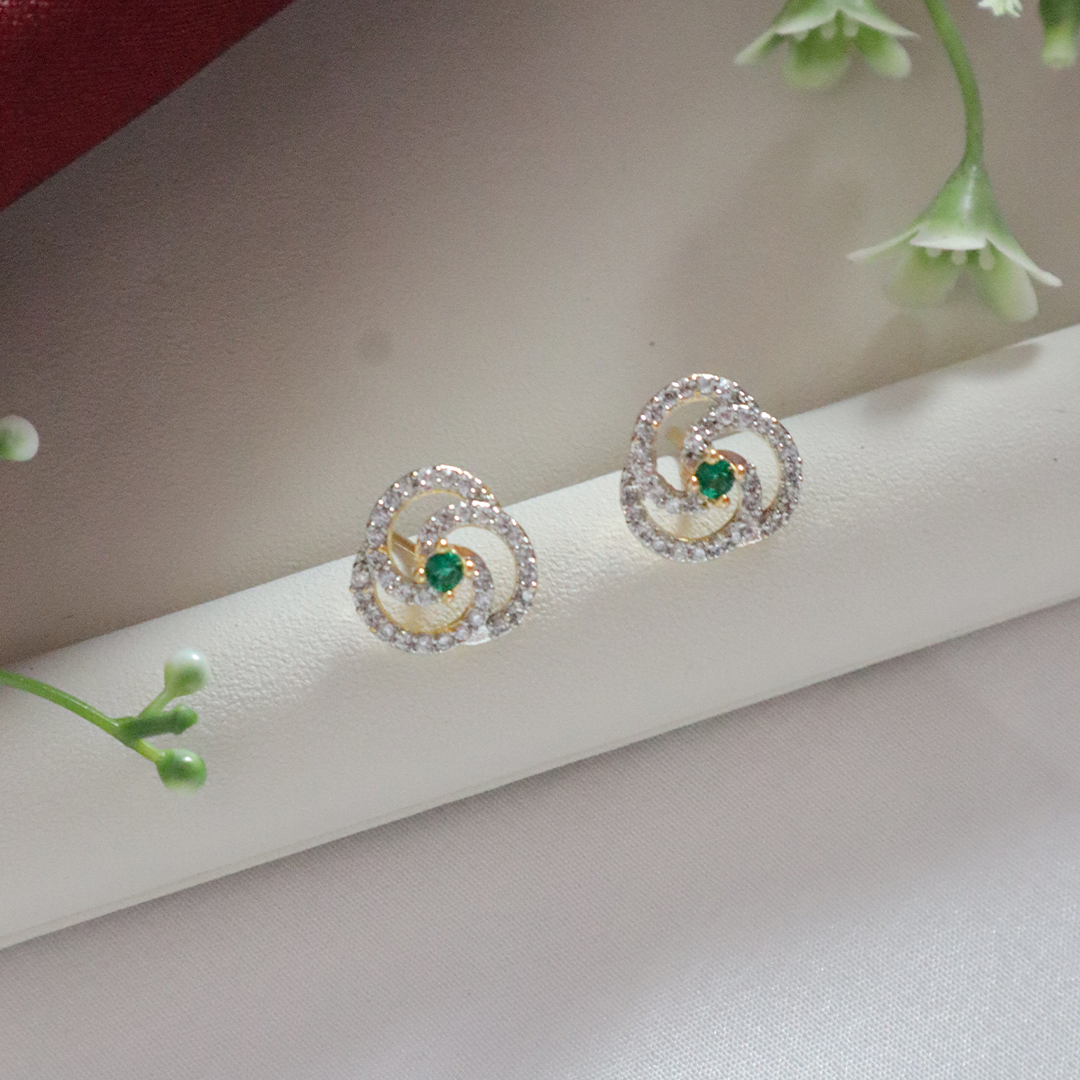 Spiral Bloom Pendant Set with American Diamonds