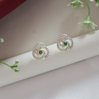 Spiral Bloom Pendant Set with American Diamonds