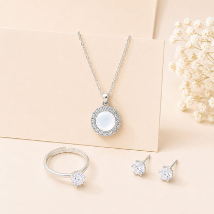 Elegant Round 3-Piece Jewelry Set with Red Gift Box