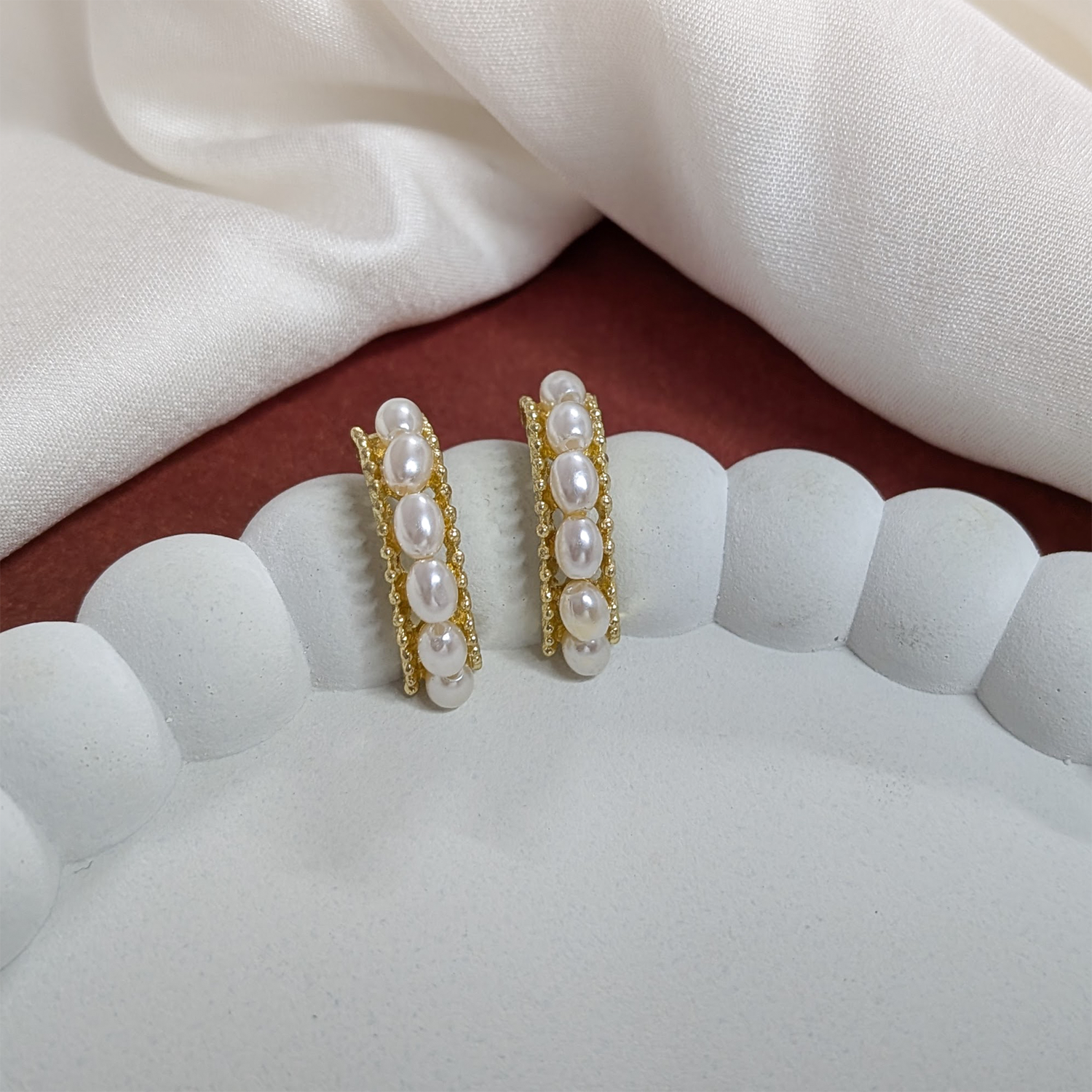 Forever Love Multi Pearl Hoop Earrings For Girls & Women