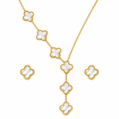 Gold Tone 6 Clover Pendant Set for Girls & Women's