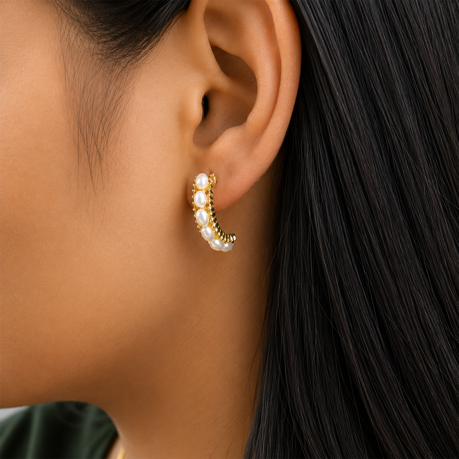 Forever Love Multi Pearl Hoop Earrings For Girls & Women