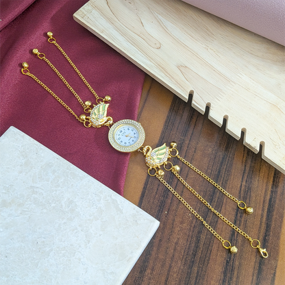 Swan Design Crystal Stone Kashmiri Watch for Girls & Women