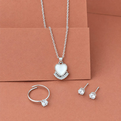 Elegant Heart Pendant Jewellery Set for Women & Girls