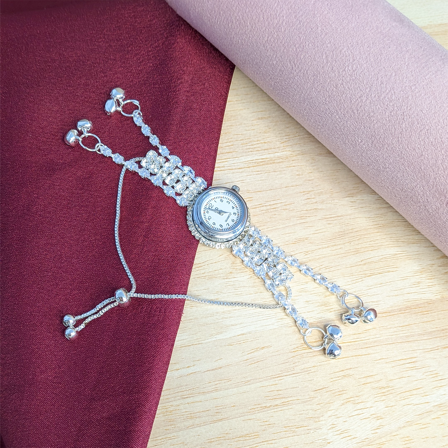 Gold Plated Crystal Stone Kashmiri Watch for Girls & Women