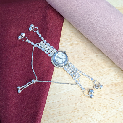 Gold Plated Crystal Stone Kashmiri Watch for Girls & Women