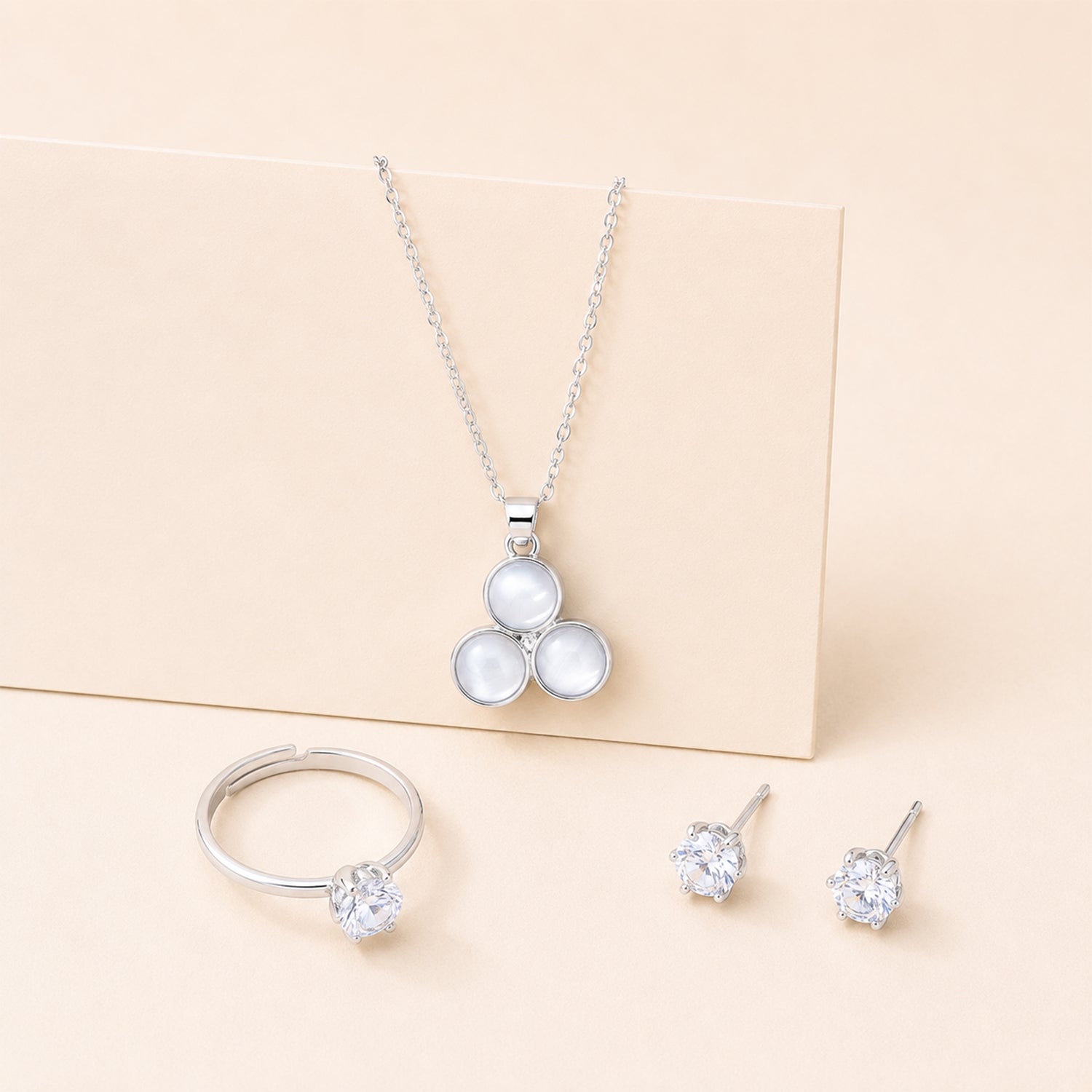 Three-Petal Crystal Jewelry Set for Women and Girls