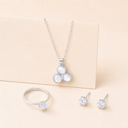 Three-Petal Crystal Jewelry Set for Women and Girls